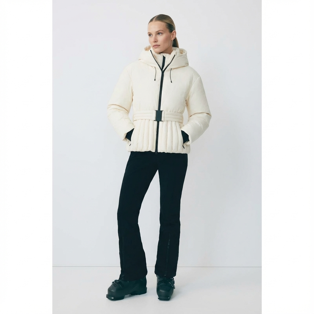 Women's Ski Jacket with Detachable Hood – Water-Repellent Fitted Snow Jacket