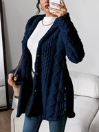 Women's Longline Textured Knit Cardigan with Button Front