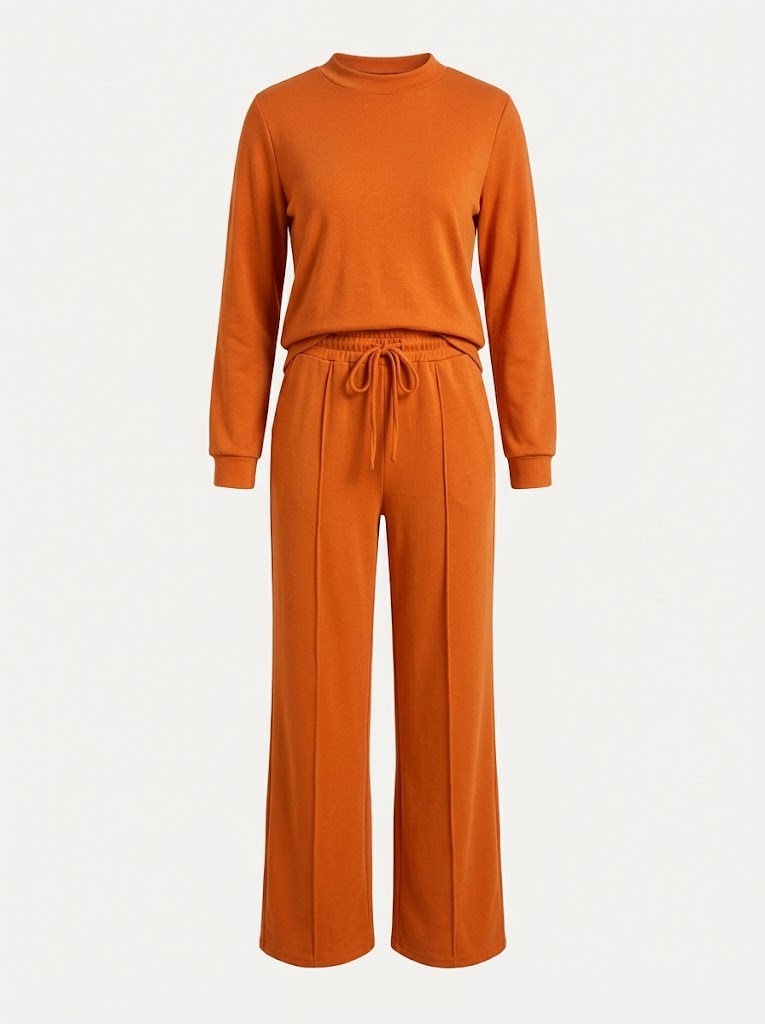 Women's Drawstring Trouser Co-Ord Set – Relaxed Long-Sleeve Top