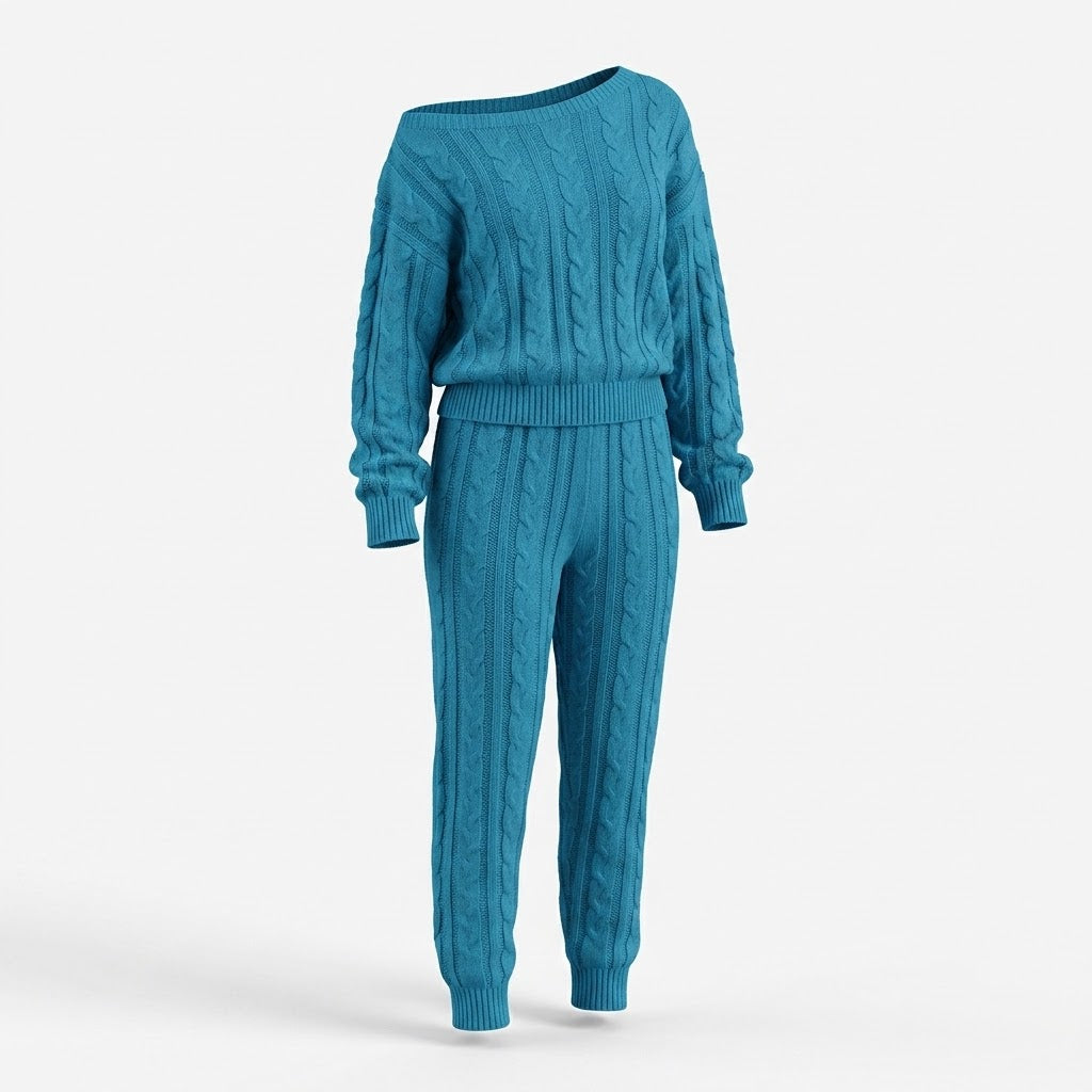 Women's Cable-Knit Sweater and Jogger Set