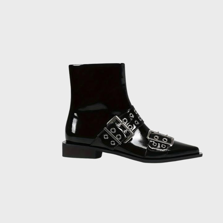 Chunky Mid-Heel Zipper Biker Boots - Womens Statement Footwear | Meave & Ivy