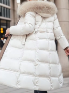 Women's Winter Coat with Faux Fur Trim Hood – Warm Padded Parka