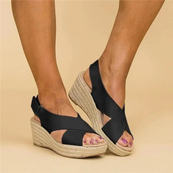 Crossover Espadrille Wedge Sandals
