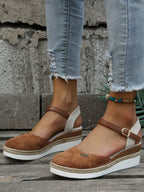 Closed-Toe Espadrille Wedge Sandals