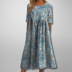 Floral Print Relaxed Midi Dress with Pockets