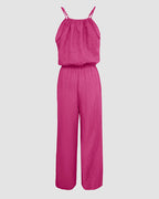 Spaghetti Strap Drawstring Tied Waist Casual Jumpsuit | Meave & Ivy