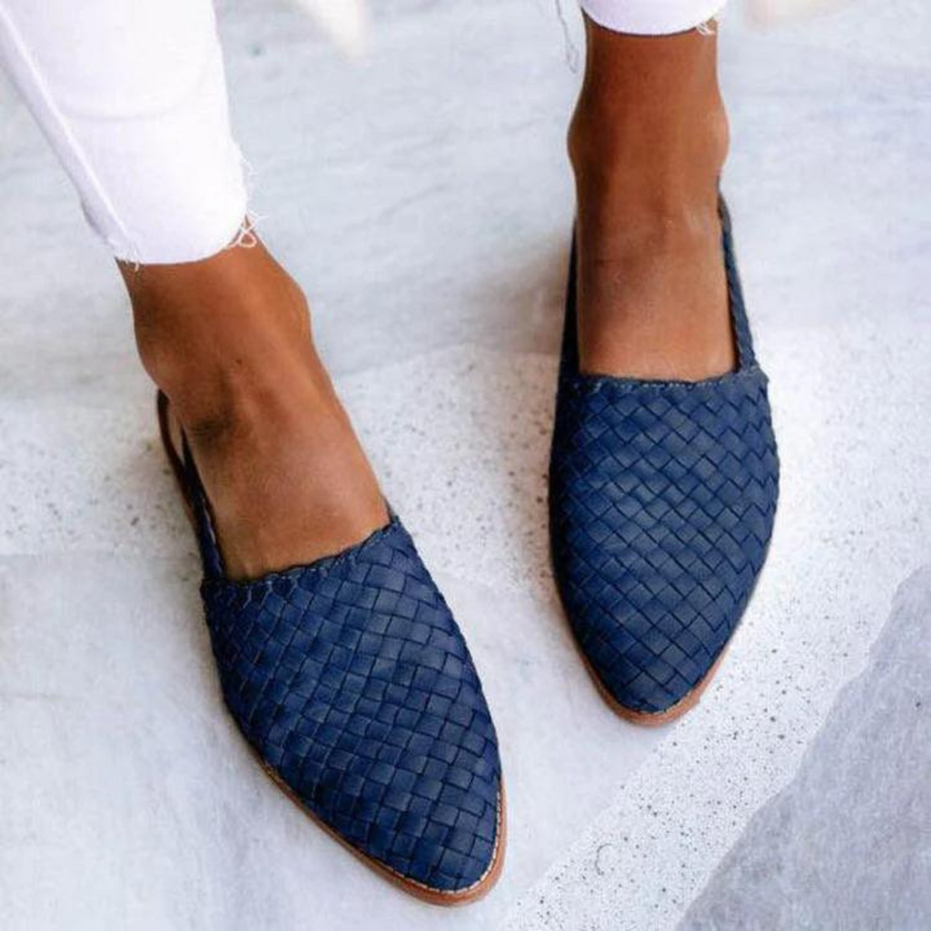 Woven Vegan Leather Ballet Flats