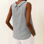 Sleeveless Roll-Neck Linen Top