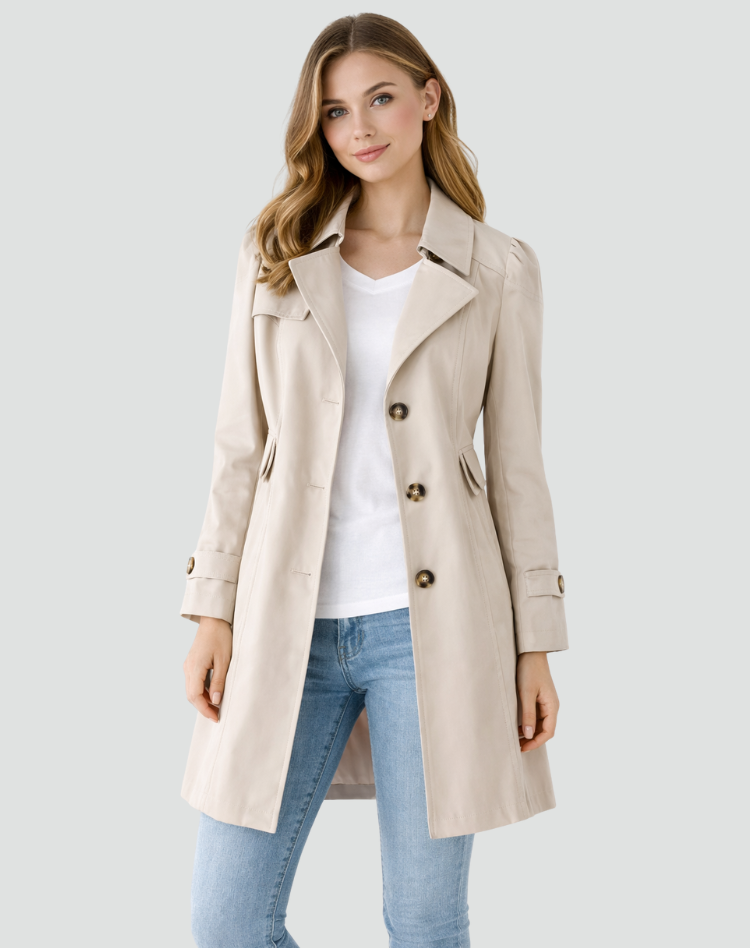 Slim Fit Lightweight Trench Coat with Lapel Collar