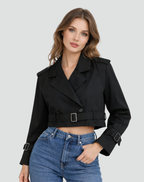Short Cotton Trench Coat – Cropped Regular Fit