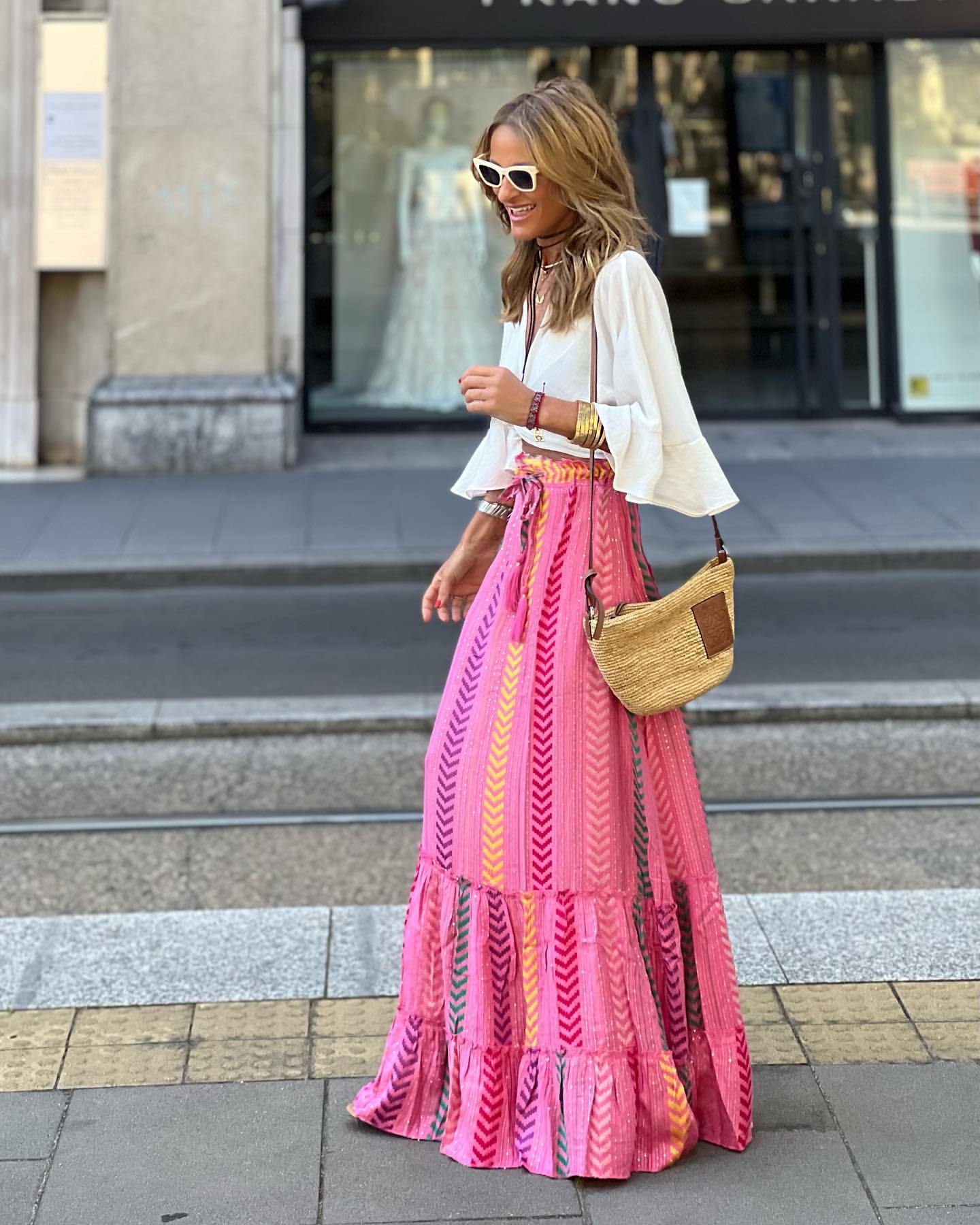 Wide A-Line Dress with Autumn Print | Meave & Ivy