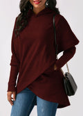 Women's Asymmetric Longline Hoodie – Layered Wrap-Front Style