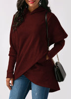 Women's Asymmetric Longline Hoodie – Layered Wrap-Front Style