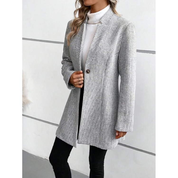 Longline Winter Blazer in Grey – Tailored Warmth
