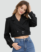 Short Cotton Trench Coat – Cropped Regular Fit