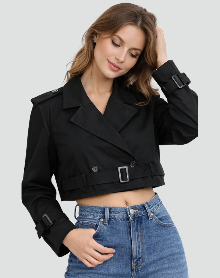 Short Cotton Trench Coat – Cropped Regular Fit