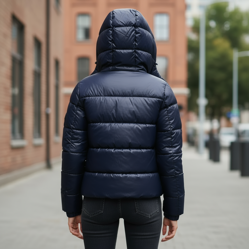 Women's Padded Winter Jacket with Hood and Glossy Finish – Water-Repellent