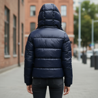 Women's Padded Winter Jacket with Hood and Glossy Finish – Water-Repellent