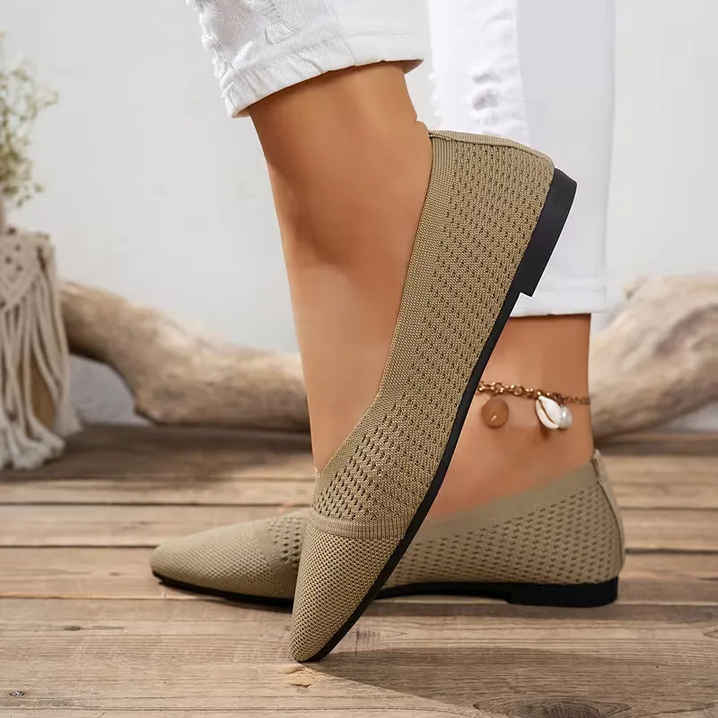 Pointed Toe Knit Ballet Flats in 7 Colours