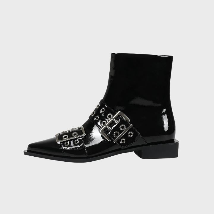 Chunky Mid-Heel Zipper Biker Boots - Womens Statement Footwear | Meave & Ivy
