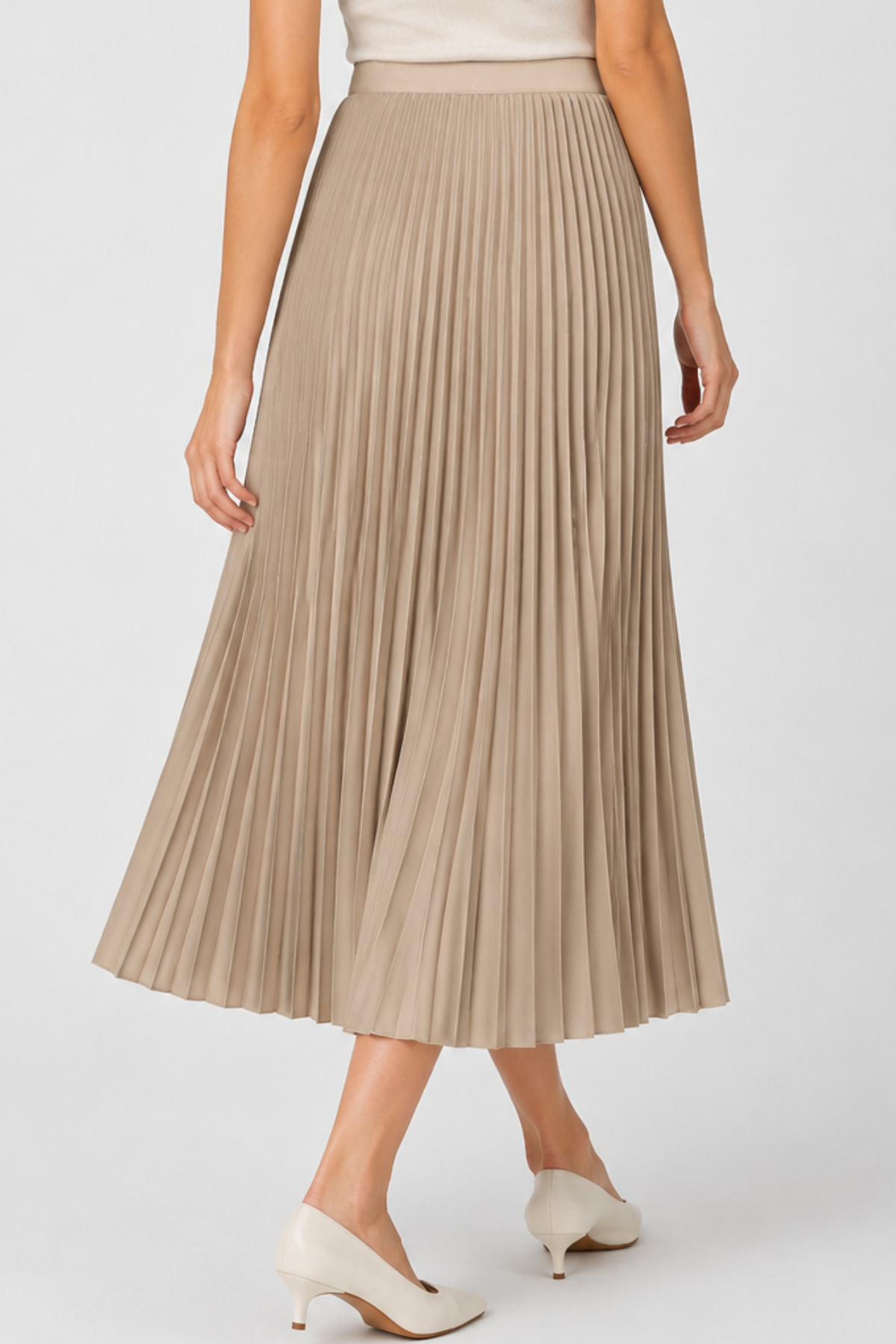 Accordion Pleated Midi Skirt – High Waist A-Line