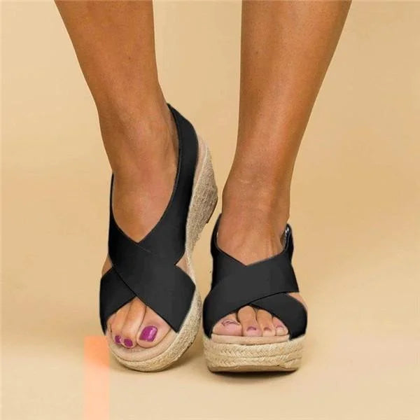 Crossover Espadrille Wedge Sandals