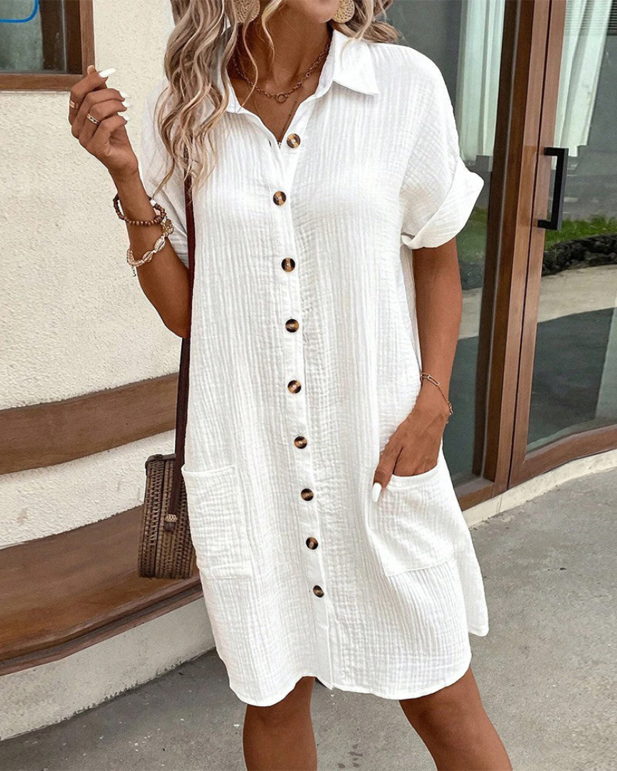 Long Sleeve Button-Up Shirt Dress | Meave & Ivy