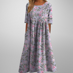 Floral Print Relaxed Midi Dress with Pockets