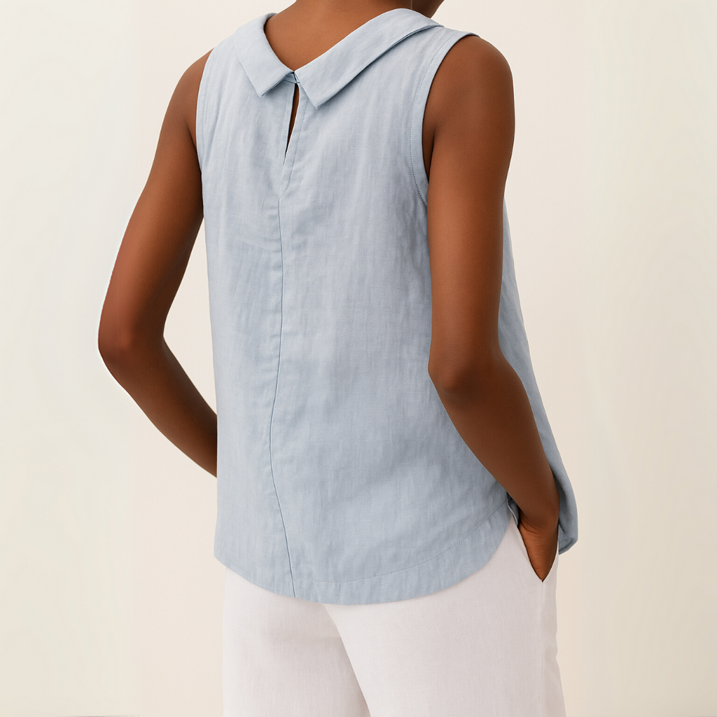Sleeveless Roll-Neck Linen Top