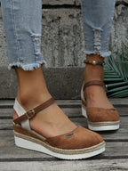 Closed-Toe Espadrille Wedge Sandals