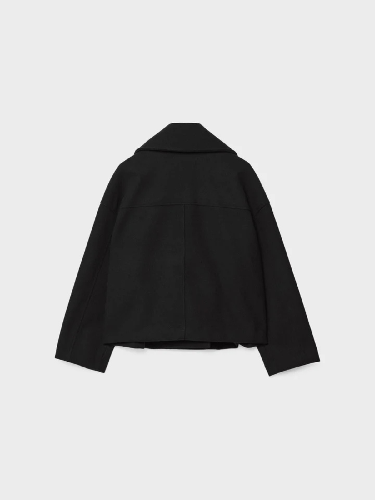 Cropped Double-Breasted Wool-Blend Jacket with Wide Collar