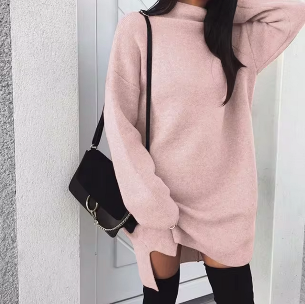 Women's wool-blend and soft-knit Blend Oversized Sweater Dress