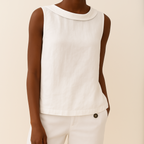 Sleeveless Roll-Neck Linen Top