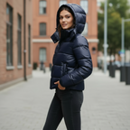 Women's Padded Winter Jacket with Hood and Glossy Finish – Water-Repellent