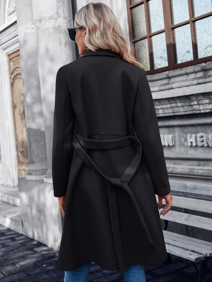 A-Line Padded Coat with Double Buttons