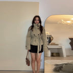 Tailored Trench Coat with Statement Collar – Khaki or Green