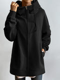 Women's Longline Zip-Up Hoodie with Pockets