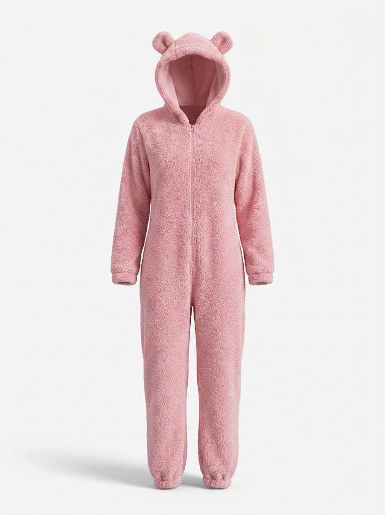 Women's Hooded Fleece Onesie – Cosy Zip-Up Winter Loungewear