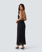 Pleated Halter Maxi Dress