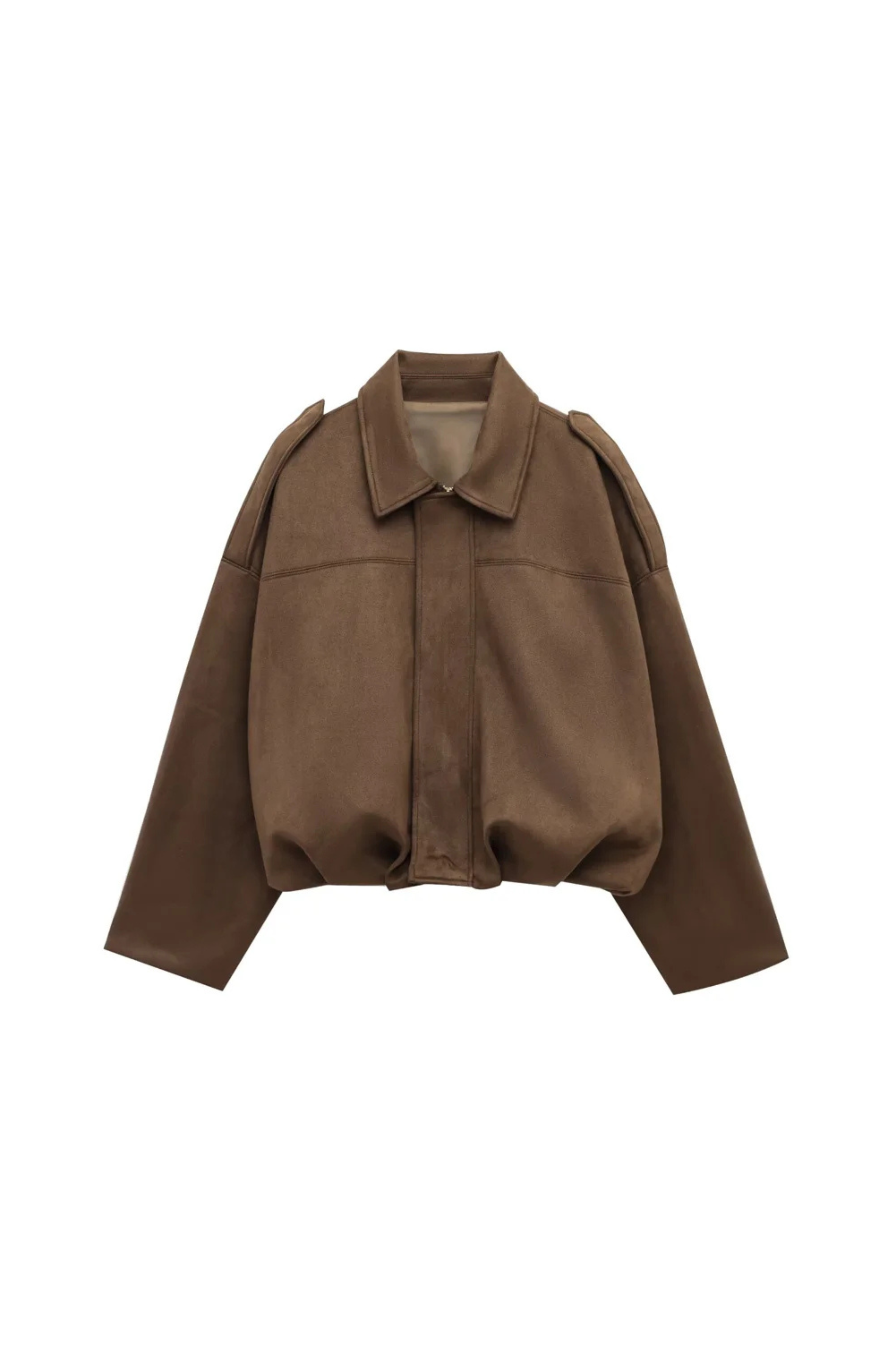 Camel Suede Cropped Bomber Jacket – Luxury Racing Coat | Meave & Ivy