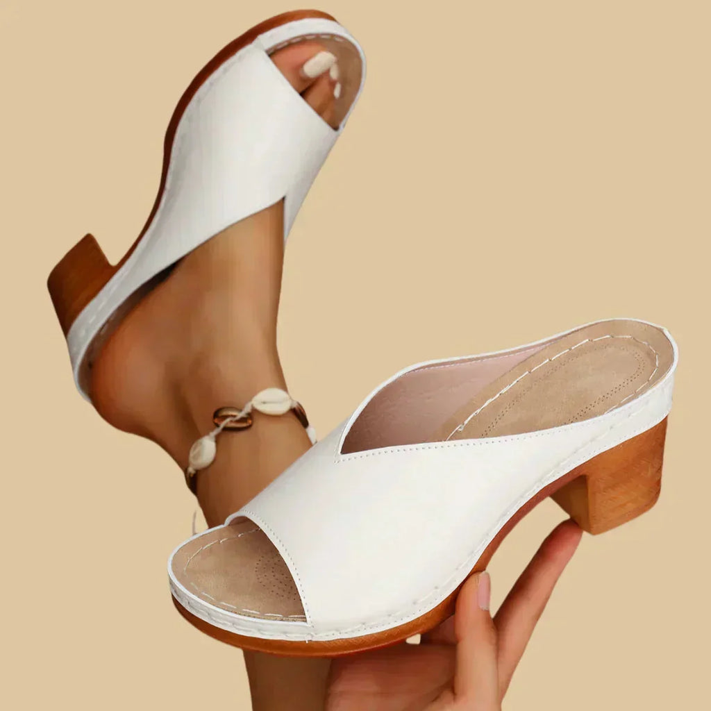 Metallic Block-Heel Mule Sandals