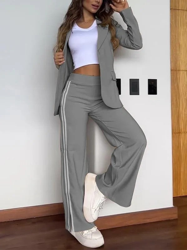 Women's Blazer and Side-Stripe Trouser Set