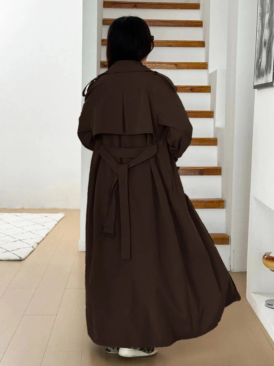 Women's Oversized Trench Coat with Belt