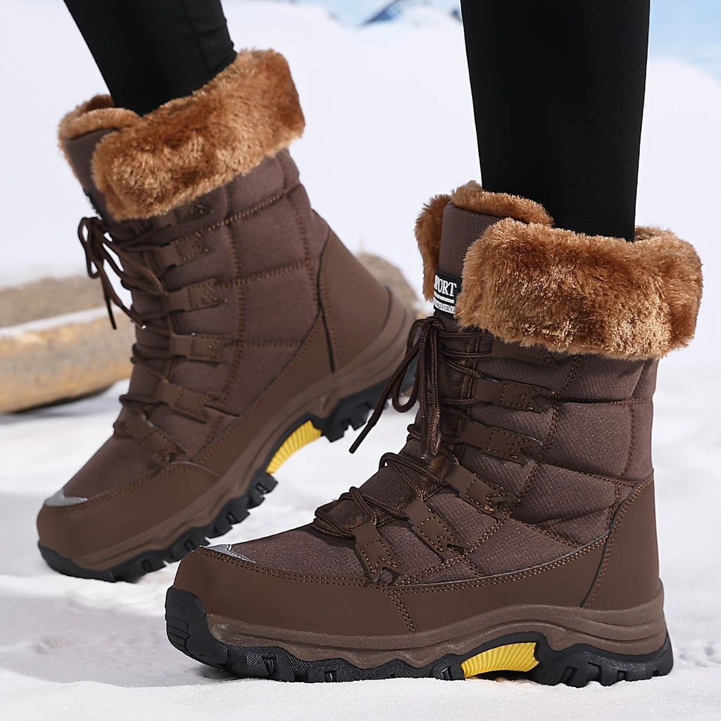 Women's Warm Winter Boots – Leather Look, Water-Repellent