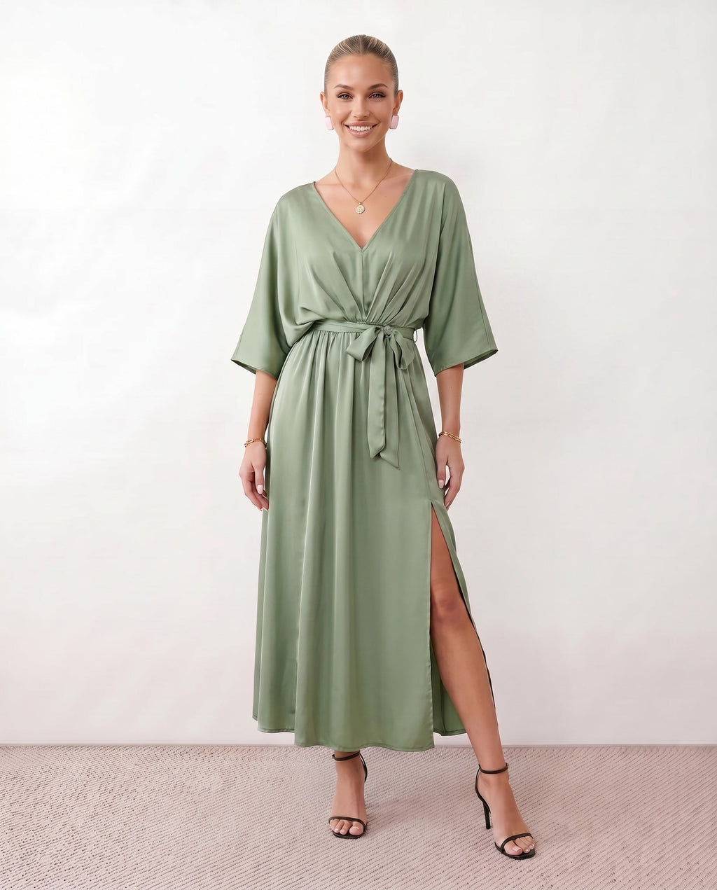 Open Back Tie-Back Wedding Guest Maxi Dress