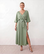 Open Back Tie-Back Wedding Guest Maxi Dress