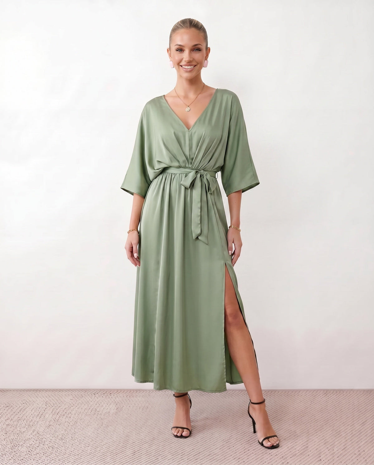 Open Back Tie-Back Wedding Guest Maxi Dress