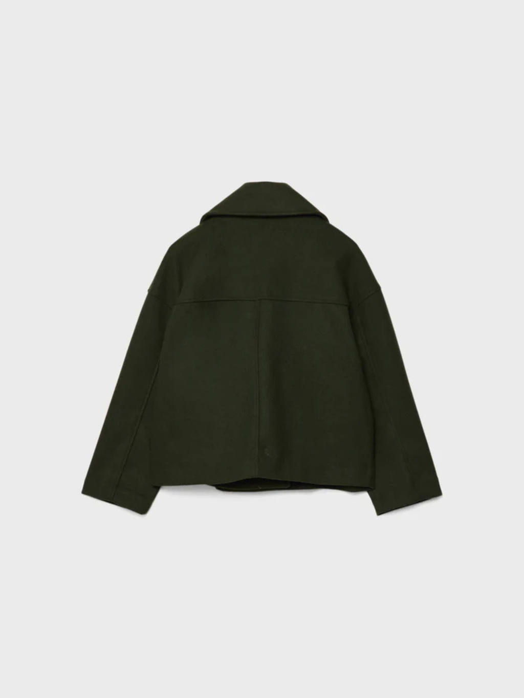 Cropped Double-Breasted Wool-Blend Jacket with Wide Collar