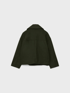 Cropped Double-Breasted Wool-Blend Jacket with Wide Collar