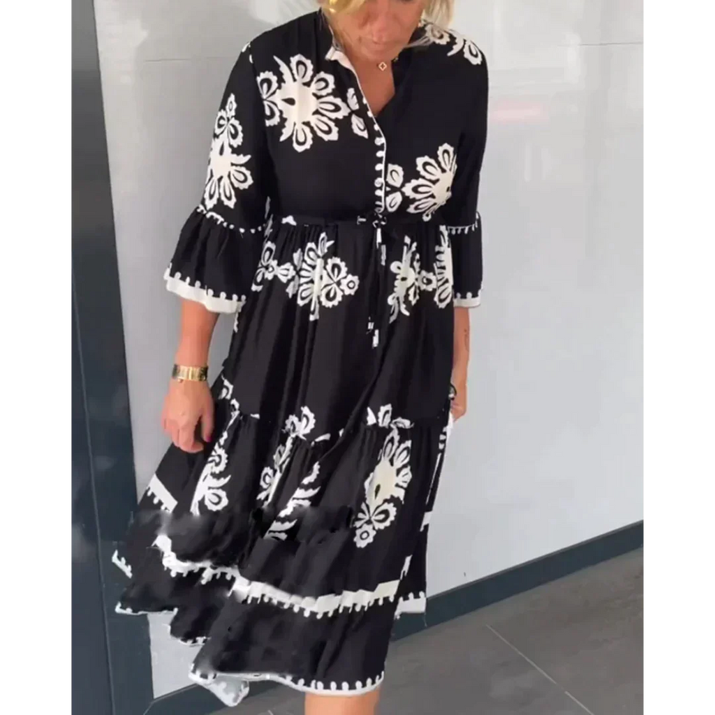 Floral Print Elegant Fit Autumn Dress | Meave & Ivy